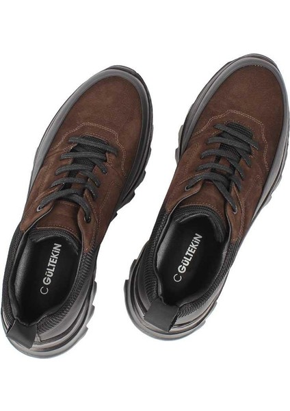 Erkek Kahverengi Kalın Tabanlı Nubuk Deri Ayakkabı