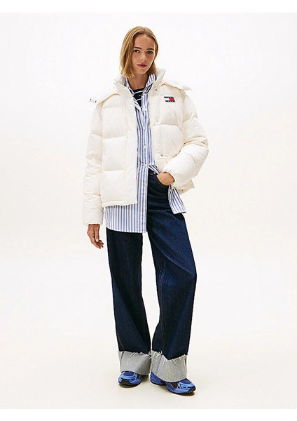 Tjw Alaska Grid Kuş Tüyü Kadın Beyaz Ceket DW0DW21623YBH