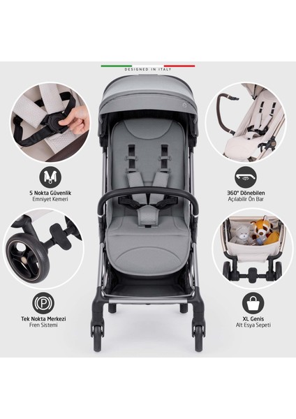 Pilota Premium Kabin Tipi Bebek Arabası Gri