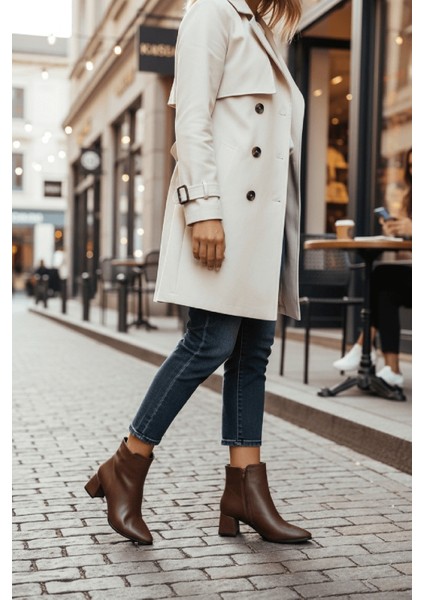 Timma Kahverengi ( 5 cm Topuklu ) Günlük Kullanım Kadın Botu