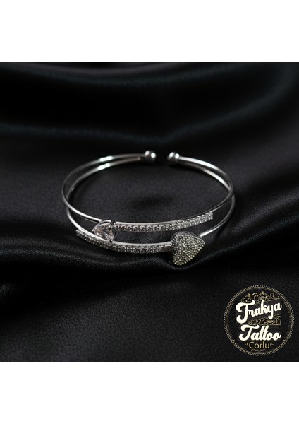 Zirkon Taşlı Su Yolu 2li Kalpli Kadın Çelik Kelepçe Bileklik Paslanmaz fiyatları