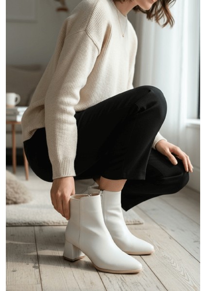 Timma Bej Cilt ( 5 cm Topuklu ) Günlük Kullanım Kadın Botu fiyatları