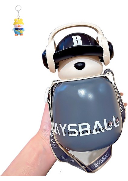 Kız Yüksek Görünümlü Büyük Göbek Fincanı Çocuk Termos Fincanı Kulaklık Ayı Termos Fincanı Sevimli Yaratıcı Pipetli Fincan Kompakt ve Taşınabilir (Yurt Dışından)