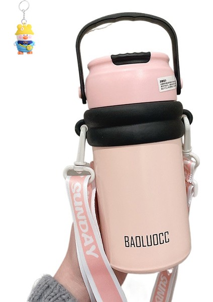 Çay ve Su Ayırma Termos Bardağı, Büyük Kapasiteli Kız Çay Ayırıcı Pipetli Su Bardağı, Taşınabilir Kayışlı Çiçek Çay Bardağı (Yurt Dışından)