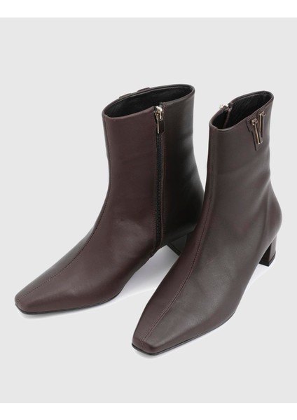 Parisa Hakiki Deri Kahverengi Kadın Topuklu Bot fiyatları