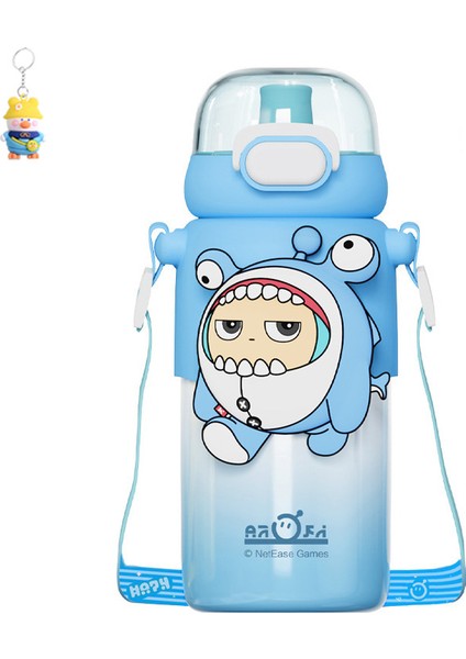 Yumurta Waffle Parti Dudu Termos Bardağı 460ML Halka Tokası Pipetli Kullanışlı Öğrenci ve Çocuk Su Bardağı (Yurt Dışından)