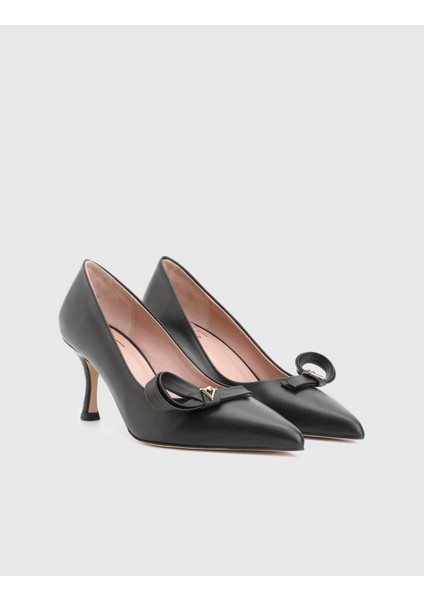 Merisa Hakiki Deri Siyah Kadın Topuklu Ayakkabı