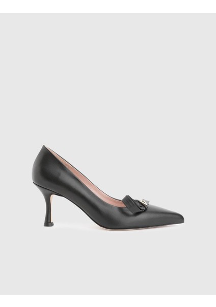 Merisa Hakiki Deri Siyah Kadın Topuklu Ayakkabı modelleri