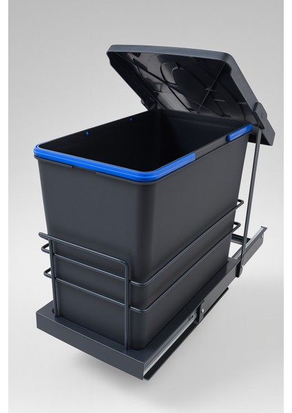 Almital Cassone 24 litre Dolap içi Teleskopik Raylı Antrasit Çöp Kovası, Minimum Kapak Genişliği 40 Cm. fiyatları