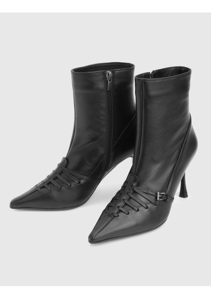 Ketita Hakiki Deri Siyah Kadın Topuklu Bot fiyatları
