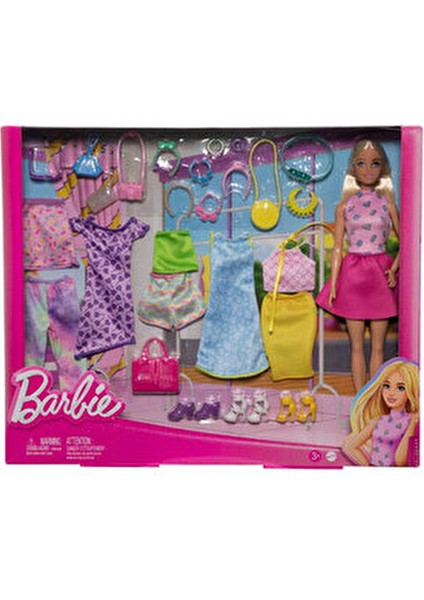 Model Bebek ve Muhteşem Kıyafet Seti Renkli Desenli Aksesuarlarla 25 Parça