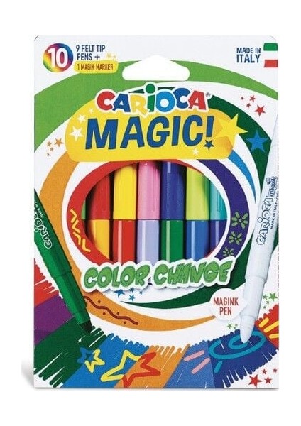 Carioca Renk Değiştiren Sihirli Keçeli Boya Kalemi (9 Renk + 1 Renk Değiştirici Beyaz Kalem)