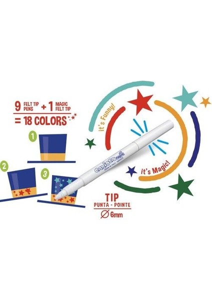 Carioca Renk Değiştiren Sihirli Keçeli Boya Kalemi (9 Renk + 1 Renk Değiştirici Beyaz Kalem) modelleri