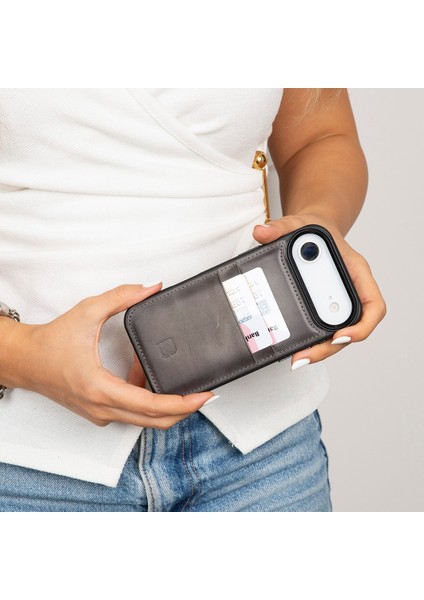 , Apple iPhone Air Için, Hakiki Deri, El Yapımı Kartlıklı Kılıf, Iç Yüzeyi Kadife, Gölgeli Gri fiyatları