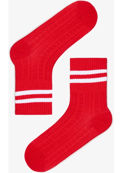 2 Çift Pamuklu Kendinden Desenli Kolej Tenis Soket Çorap modelleri