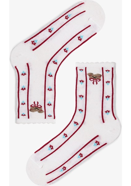 2 Çift Pamuklu Ayı Desenli Fırfırlı Soket Çorap modelleri