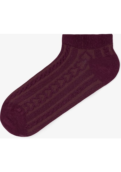 5 Çift Kendinden Kalp Desenli Patik Çorap