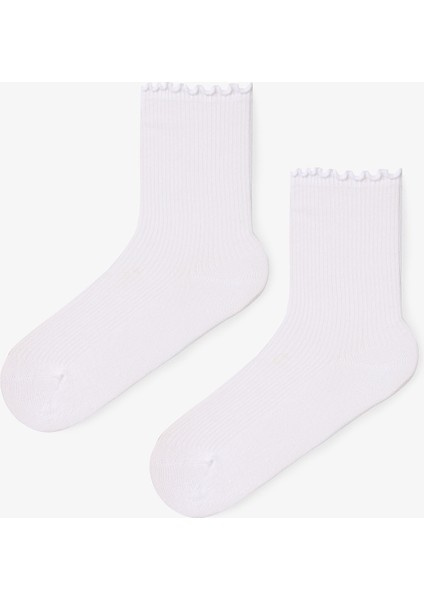 2 Çift Modal Karışımlı Klasik Fırfırlı Soket Çorap