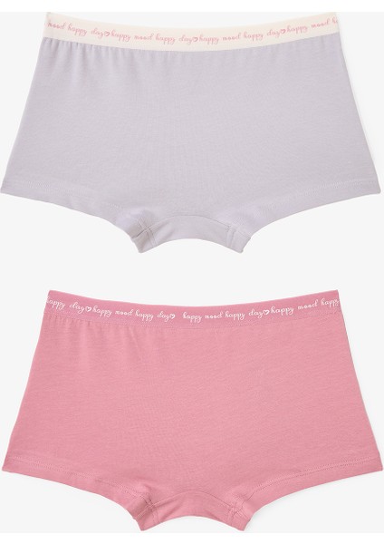 Kız Çocuk Çizgili Kalp Desenli 2'li Boxer