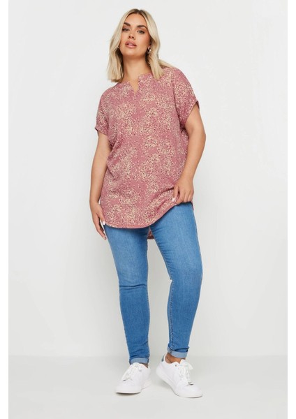 Büyük Beden V Yaka Kısa Kollu Desenli Bluz 321937 fiyatları