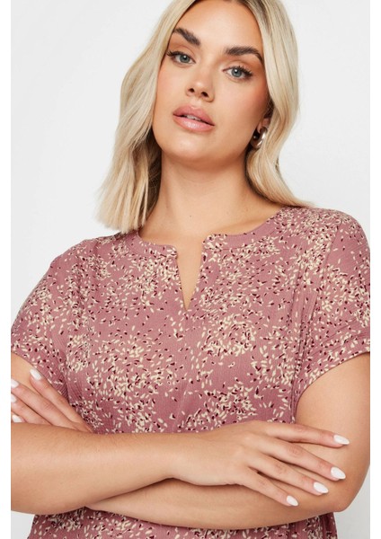 Büyük Beden V Yaka Kısa Kollu Desenli Bluz 321937 fırsatları