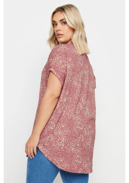 Büyük Beden V Yaka Kısa Kollu Desenli Bluz 321937 indirimleri