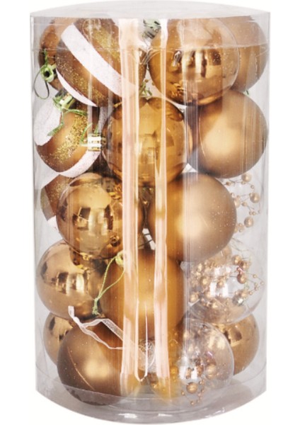 Yılbaşı Süsü Farklı Detaylı 25 Parça Altın Rengi Yılbaşı Ağaç Süsü modelleri