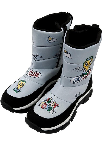 Kadın Vegan Gri Kar Botu - Warner Bros Looney Tunes Ski Club Tasarım