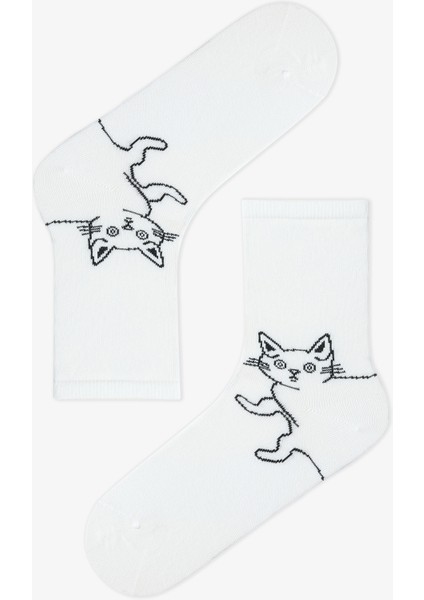 3 Çift Pamuklu Kedi Desenli Soket Çorap fiyatları