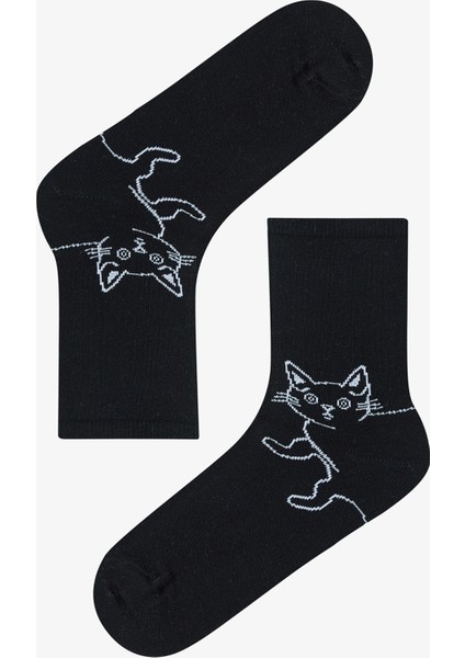 3 Çift Pamuklu Kedi Desenli Soket Çorap fırsatları