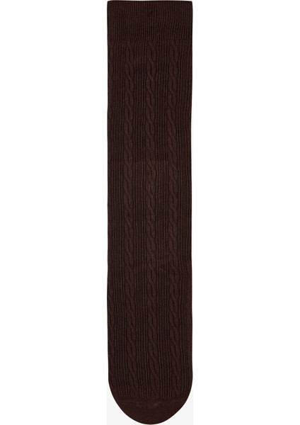 Pamuklu Kendinden Desenli Pantolon Çorap