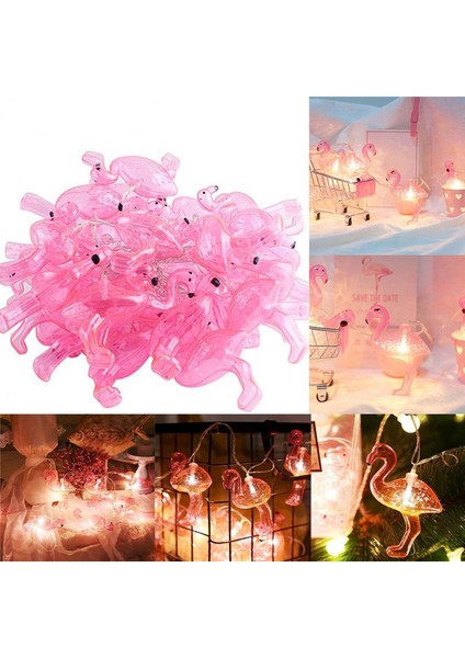 10&apos;lu Pilli LED Flamingo Dekoratif Işık Zinciri Aydınlatma 1,5 mt (5264) fiyatları
