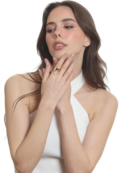 Kadın Dolama Model Dualite Damla Formlu Ayarlanabilir Yüzük