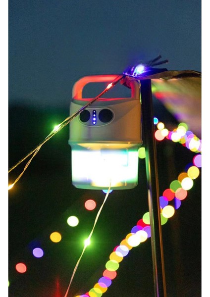 Çok Amaçlı Kamp Lambası Rgb 10 Metre Ip LED Aydınlatma Fener Powerbank Kamp Dağ Malzemesi