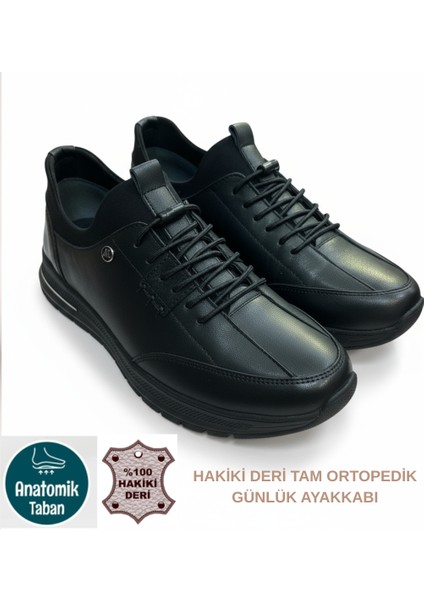 Tam Ortopedik Hakiki Deri Kaymaz Akıllı Bağcıklı Rahat Ayakkabı