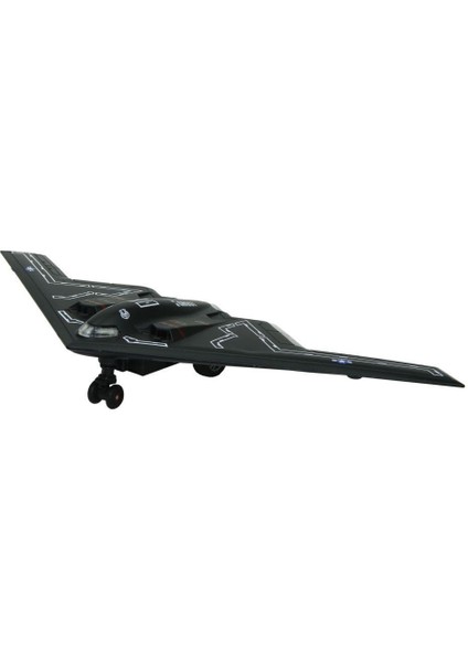 HW777-20 - Çek Bırak Metal Uçak Sesli Işıklı - Siyah (Lisinya)