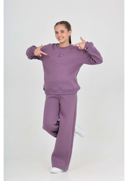 Kız Çocuk Tonsürton Nakışlı Eşofman Takım