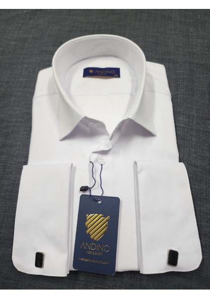 Erkek Gömlek Beyaz Duble Manşet Likra'lı Dar Kesim Esnek Kumaş fiyatları