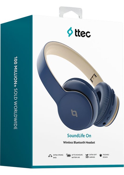 Soundlife On Kulaküstü Kablosuz Bluetooth Kulaklık Lacivert 2KM157