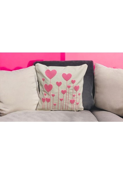 Kalpli Pamuklu Nakışlı Kare Panç (Punch) Kırlent Kılıfı