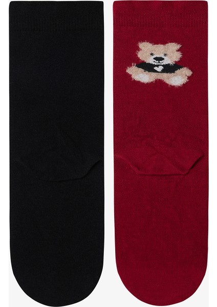 2 Çift Pamuklu Ayı Desenli Soket Çorap