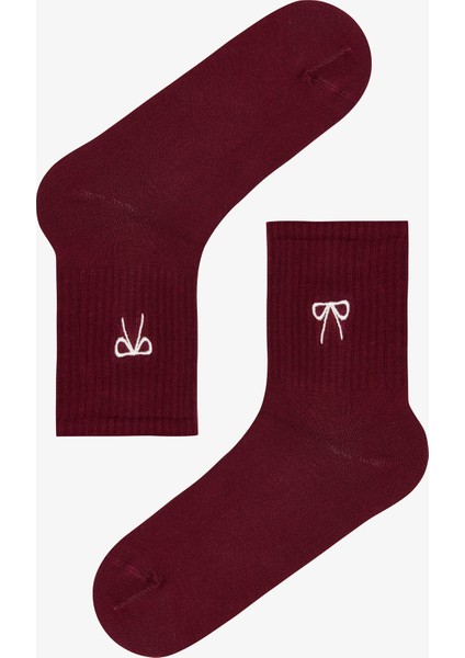 3 Çift Pamuklu Kurdele Nakışlı Tenis Soket Çorap modelleri