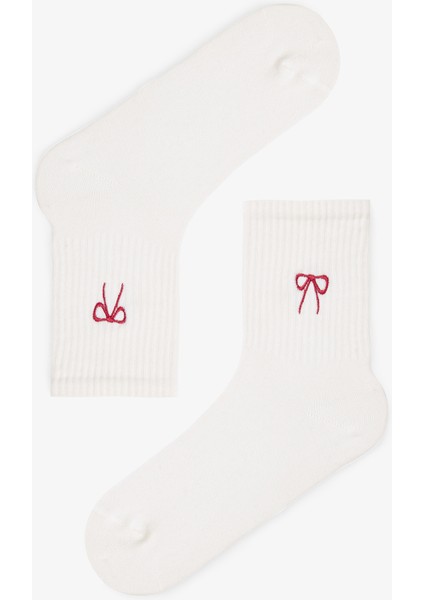 3 Çift Pamuklu Kurdele Nakışlı Tenis Soket Çorap fırsatları