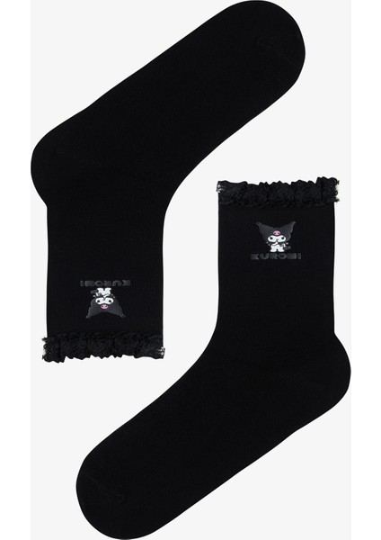 Pamuklu Kuromi Dantelli Soket Çorap