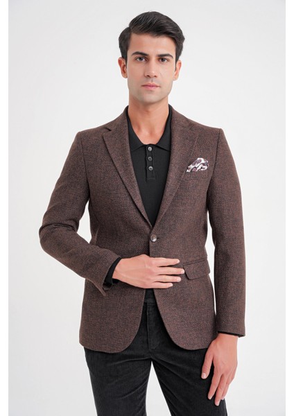 C 718 Ceket Slim Kahve modelleri