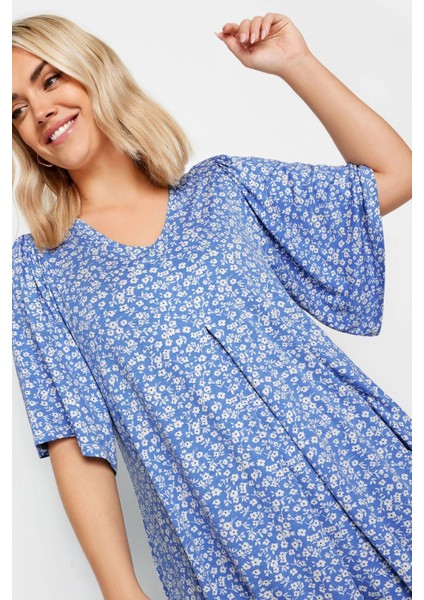 Büyük Beden V Yaka Desenli Asimetrik Kesim Likralı Bluz 303134 fırsatları