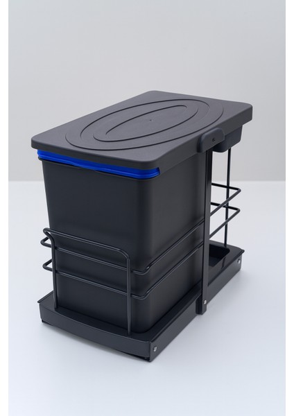 Cassone 16+1 Litre Dolap Içi Raylı Teleskopik Antrasit Çöp Kovası, Minimum Kapak Genişliği 40 cm modelleri