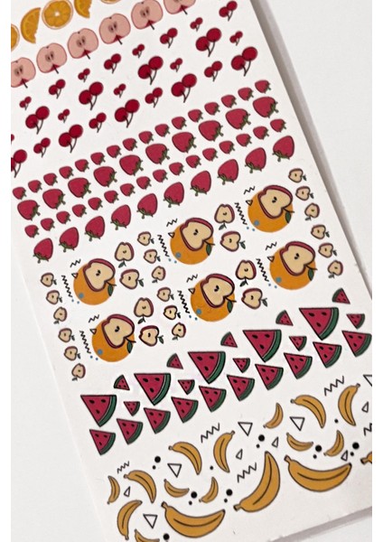 Karışık Meyve Desenli Tırnak Dövmesi Nail Art Su Transferli Sticker modelleri
