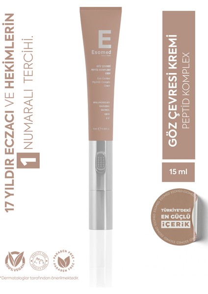 Göz Çevresi Peptid Kompleks Krem Masaj Başlıklı 10 ml Hyaluronik Asit ve Kafein İçerir