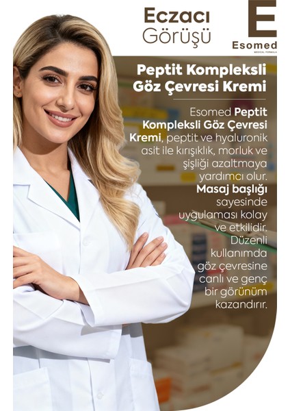 Göz Çevresi Peptid Kompleks Krem Masaj Başlıklı 10 ml Hyaluronik Asit ve Kafein İçerir indirimleri